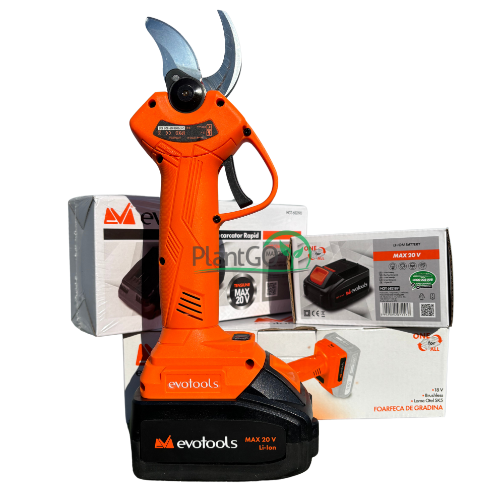 Set foarfeca de gradina cu acumulator si incarcator rapid ONE EPTO Brushless - EvoTools - PlantGO